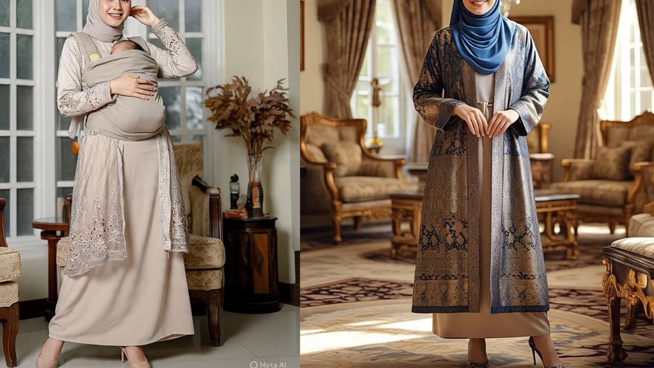 Ilustrasi Outer Brokat untuk Gamis