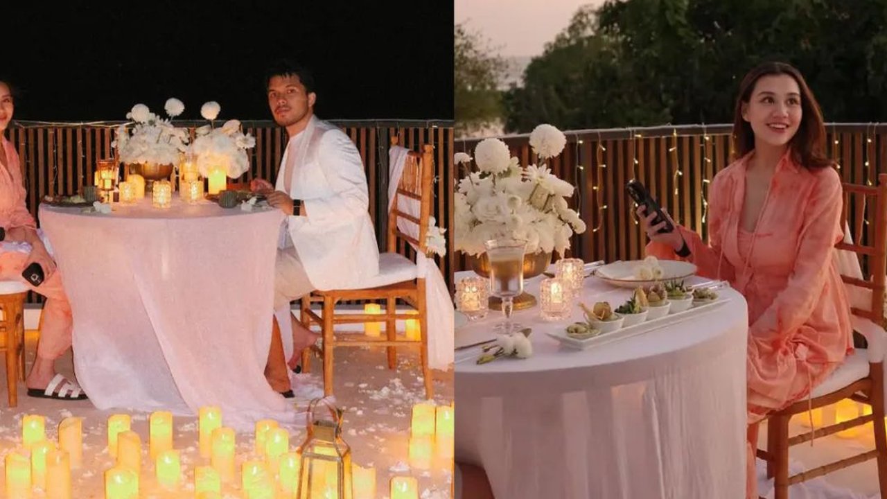 Potret Dinner Anniversary Aaliyah Massaid dan Thariq Halilintar di Bali