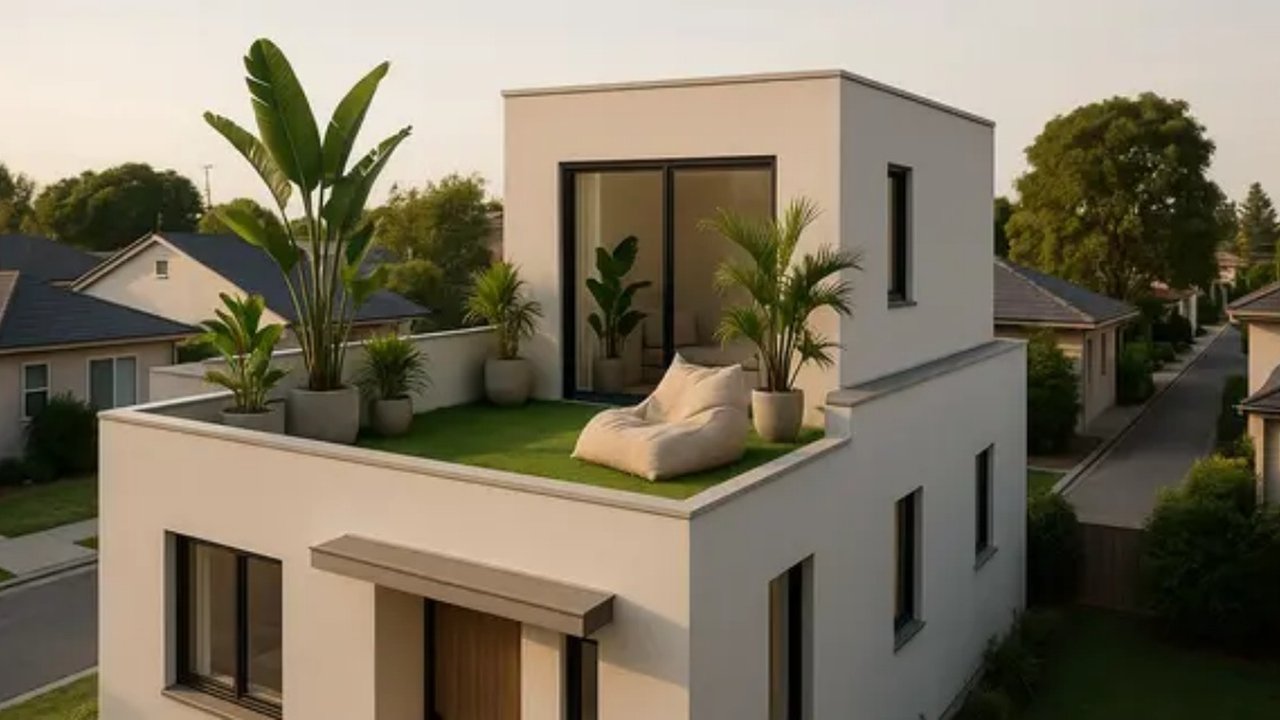 Ilustrasi Model Rumah Kecil dengan Rooftop ala Pinterest