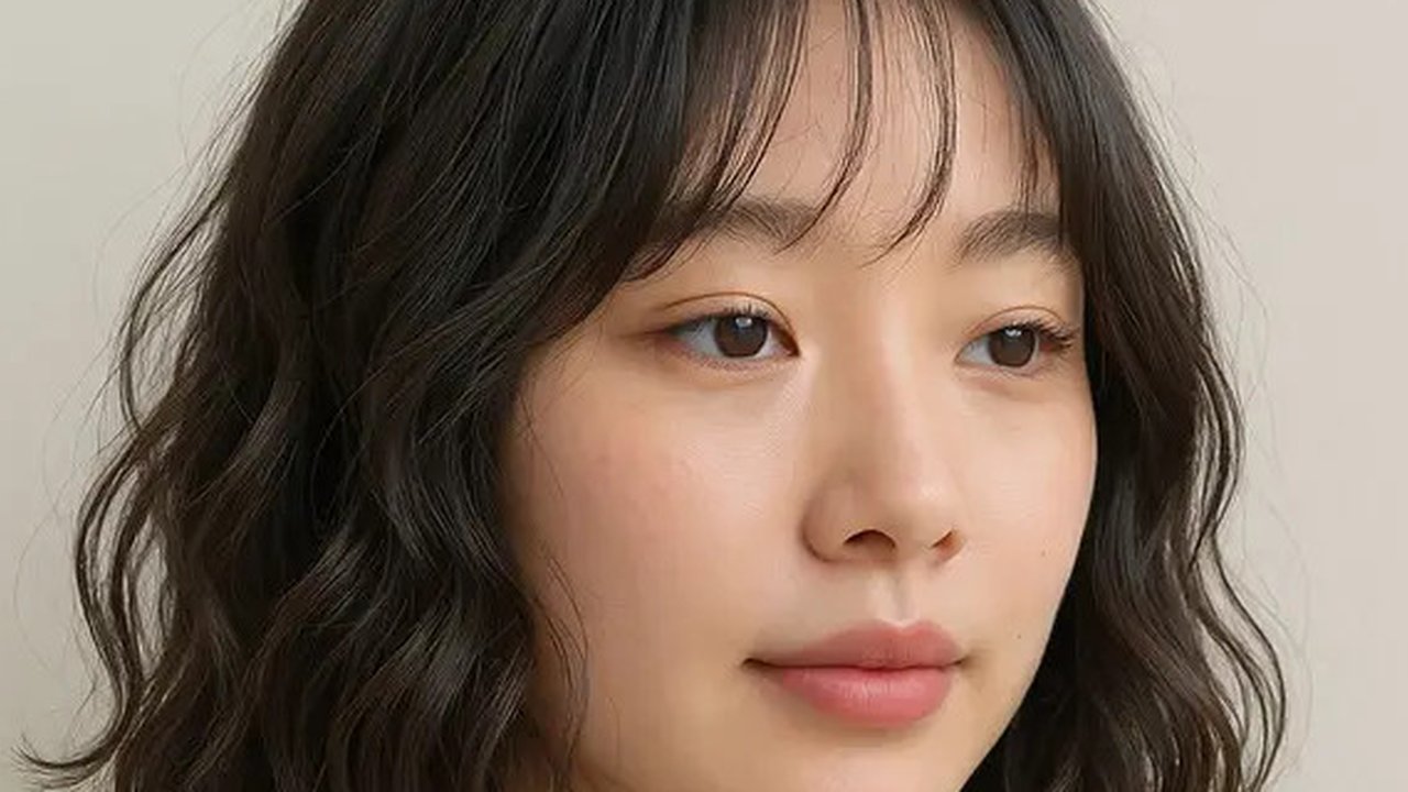 Gaya Layer Rambut Panjang dengan Poni Tipis Ala Korea. Foto: Meta AI