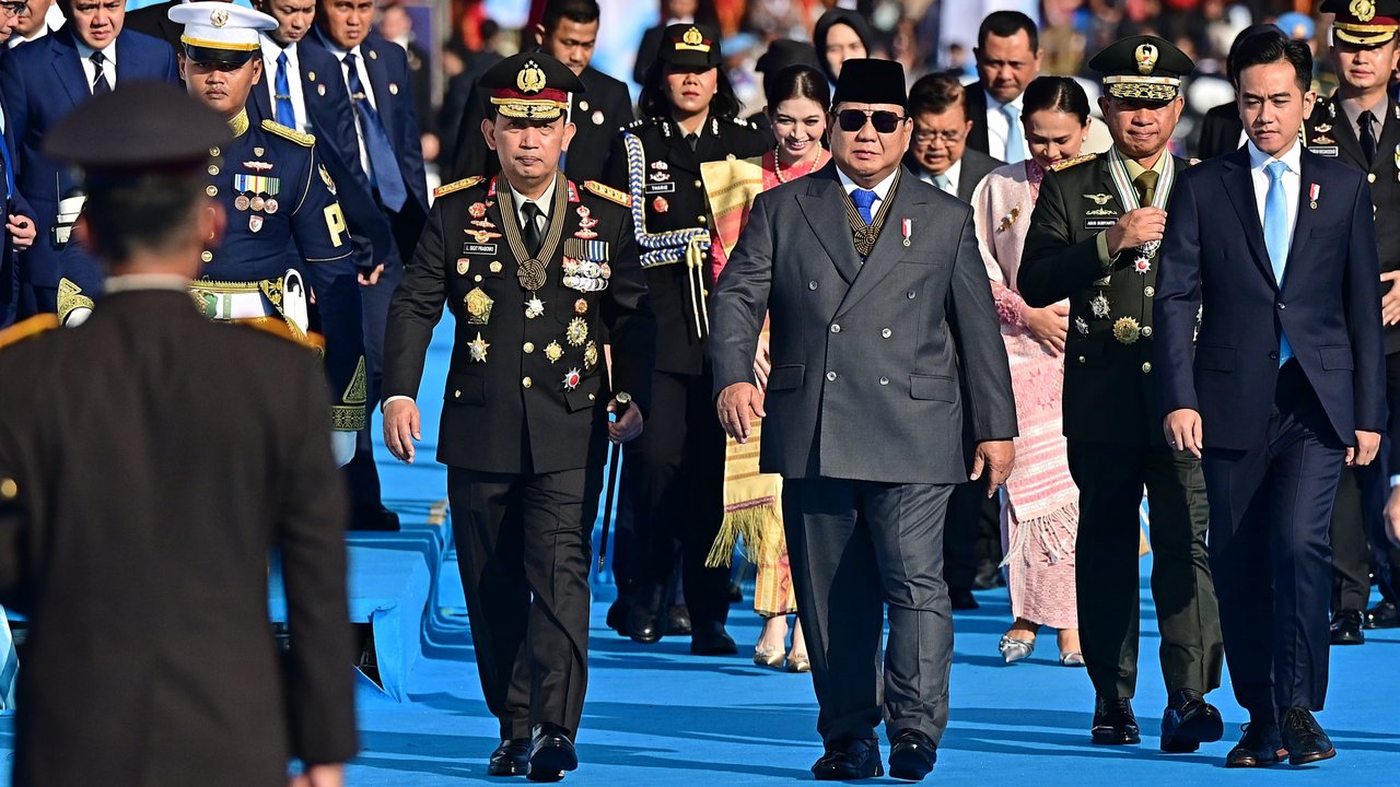 Presiden Prabowo Subianto dan Wakil Presiden Gibran Rakabuming Raka di HUT Polri ke-79