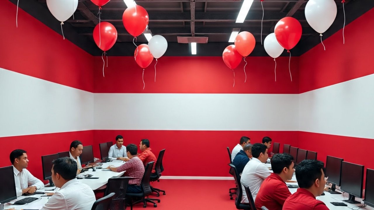 Ilustrasi Dekorasi 17 Agustus di Kantor