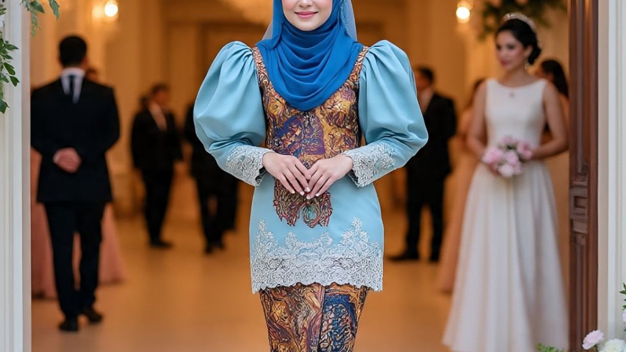 Ilustrasi Batik Brokat Lengan Gelombang