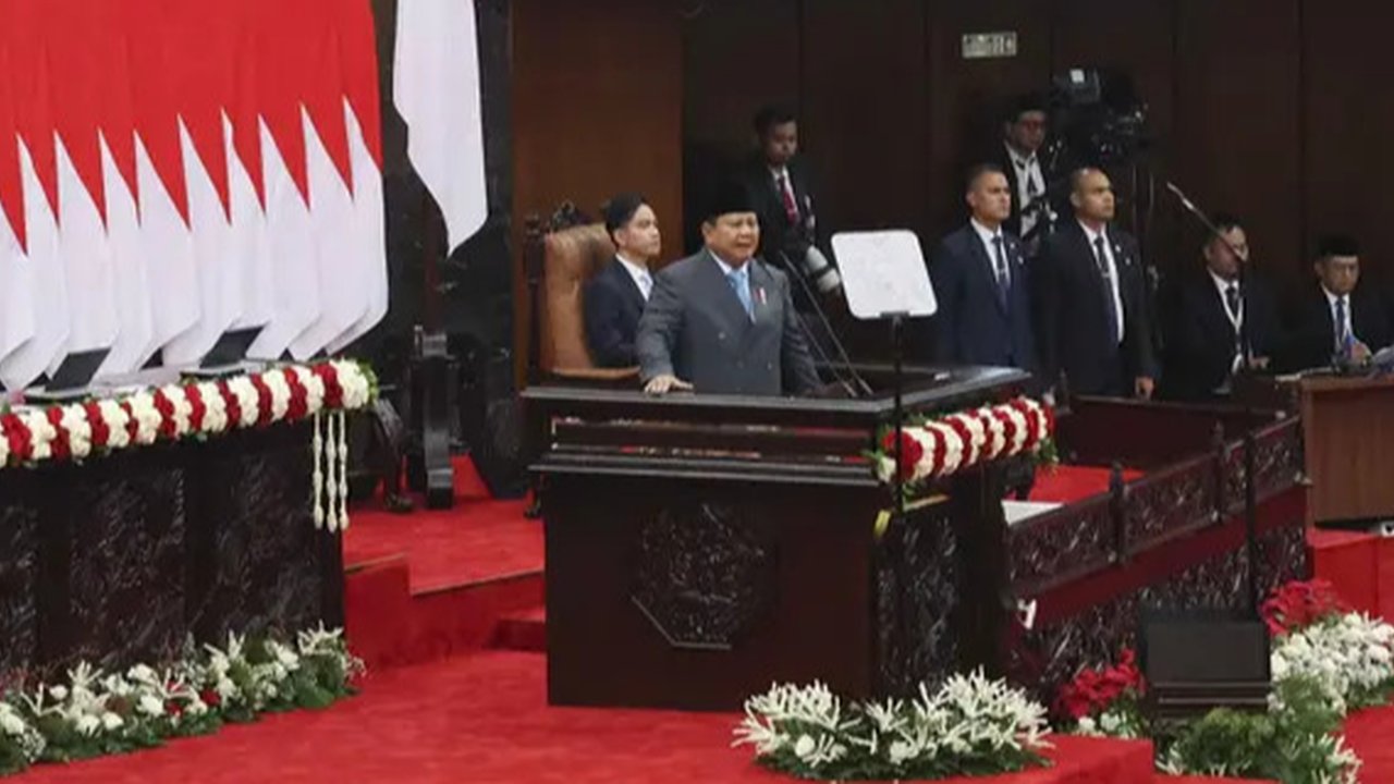 Presiden Republik Indonesia Prabowo Subianto akan menyampaikan pidato tahunan kenegaraaan menjelang Hari Kemerdekaan Indonesia. (BAY ISMOYO/AFP/POOL)