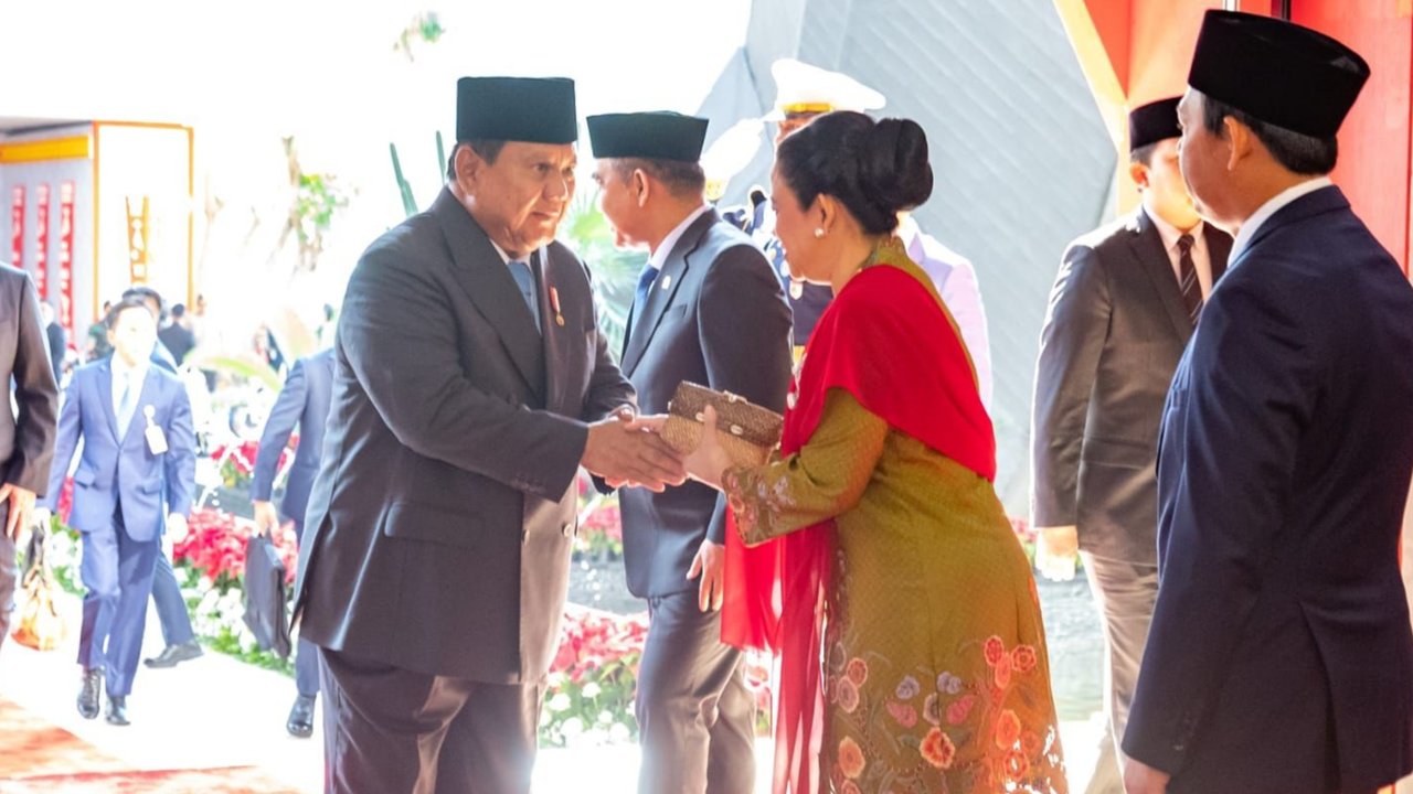Ketua DPR RI Puan Maharani dalam pidatonya diacara sidang tahunan MPR-DPR RI, Jumat (15/8/2025). Puan menyinggung soal tambang Raja Ampat.