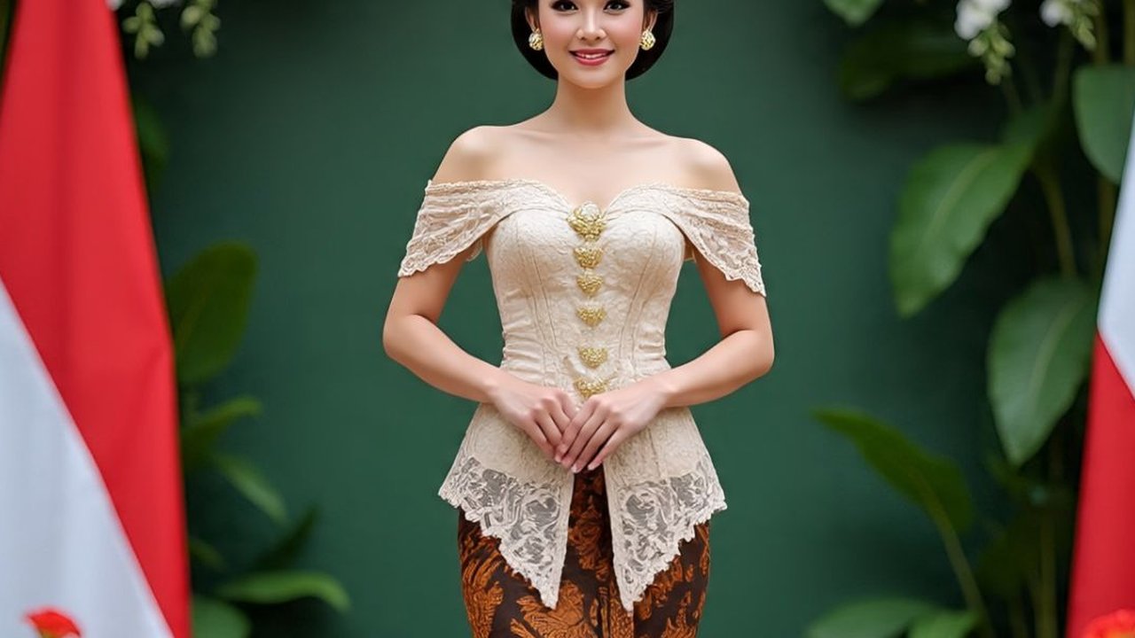 Ilustrasi Model Kebaya Sabrina Kancing Depan