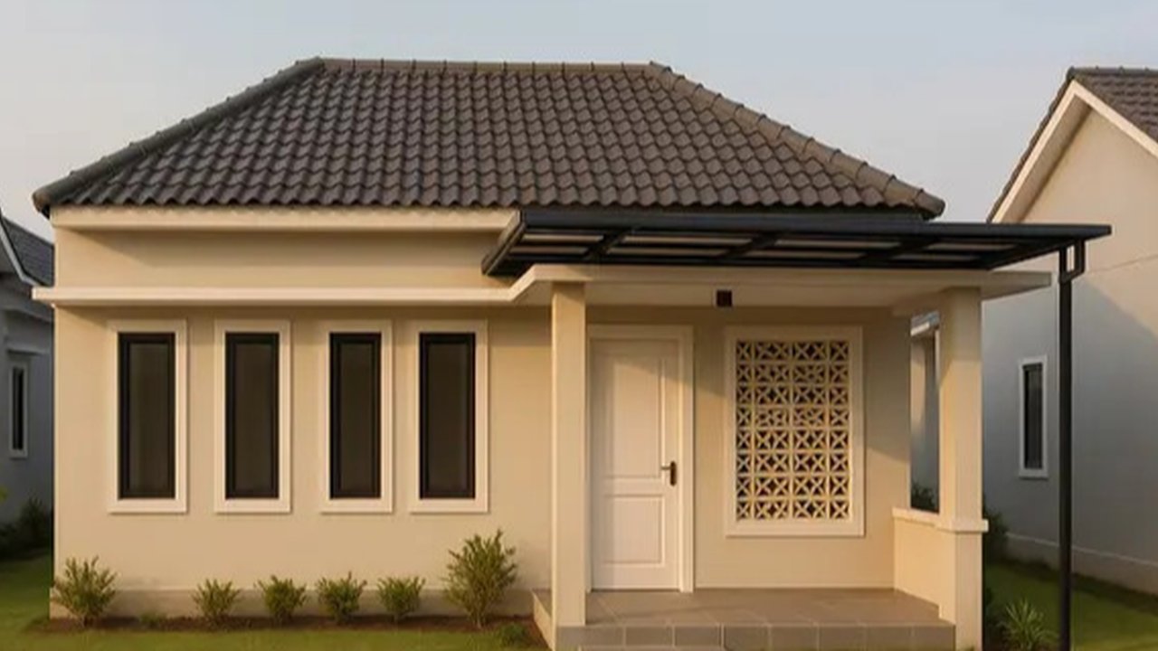 Model Rumah Sederhana 6x12 Dengan 3 Kamar dan Teras Depan
