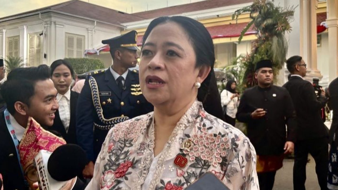 Ketua DPP PDI Perjuangan (PDIP) Puan Maharani di Halaman Istana Merdeka Jakarta, Minggu (17/8/2025) (Liputan6.com/Lizsa Egeham)