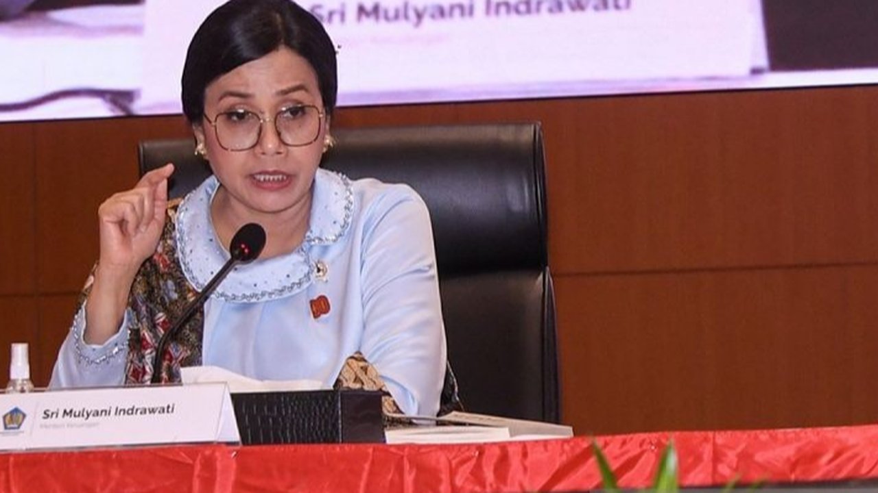 Menteri Keuangan Sri Mulyani dalam Konferensi Pers RAPBN dan Nota Keuangan 2026