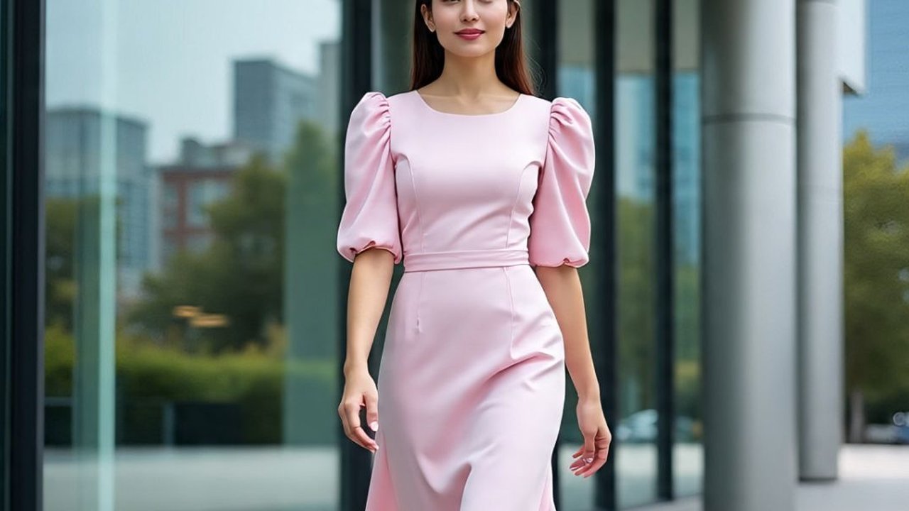 Ilustrasi Dress Lengan Puff