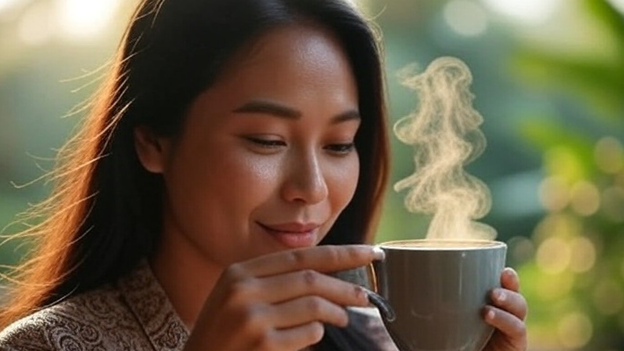 ilustrasi minum kopi