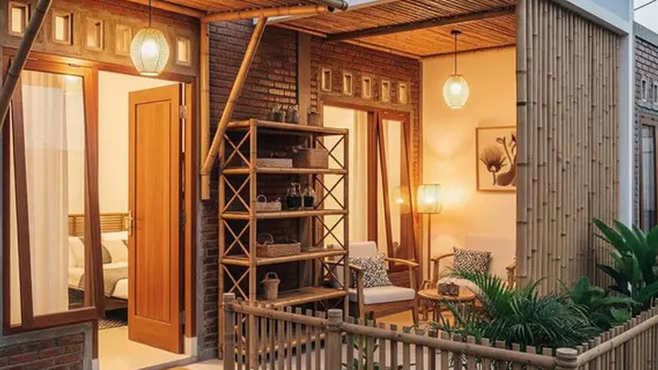 Inspirasi Desain Rumah Kecil Batako dan Bambu Hemat Biaya. Foto: Gemini