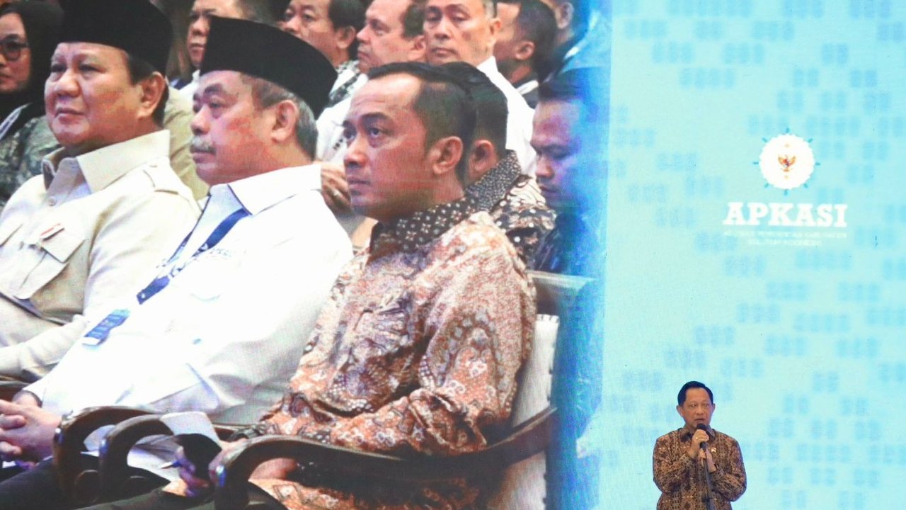 Mendagri Tito Karnavian di acara Pembukaan Asosiasi Pemerintah Kabupaten Seluruh Indonesia (Apkasi) Otonomi Expo 2025