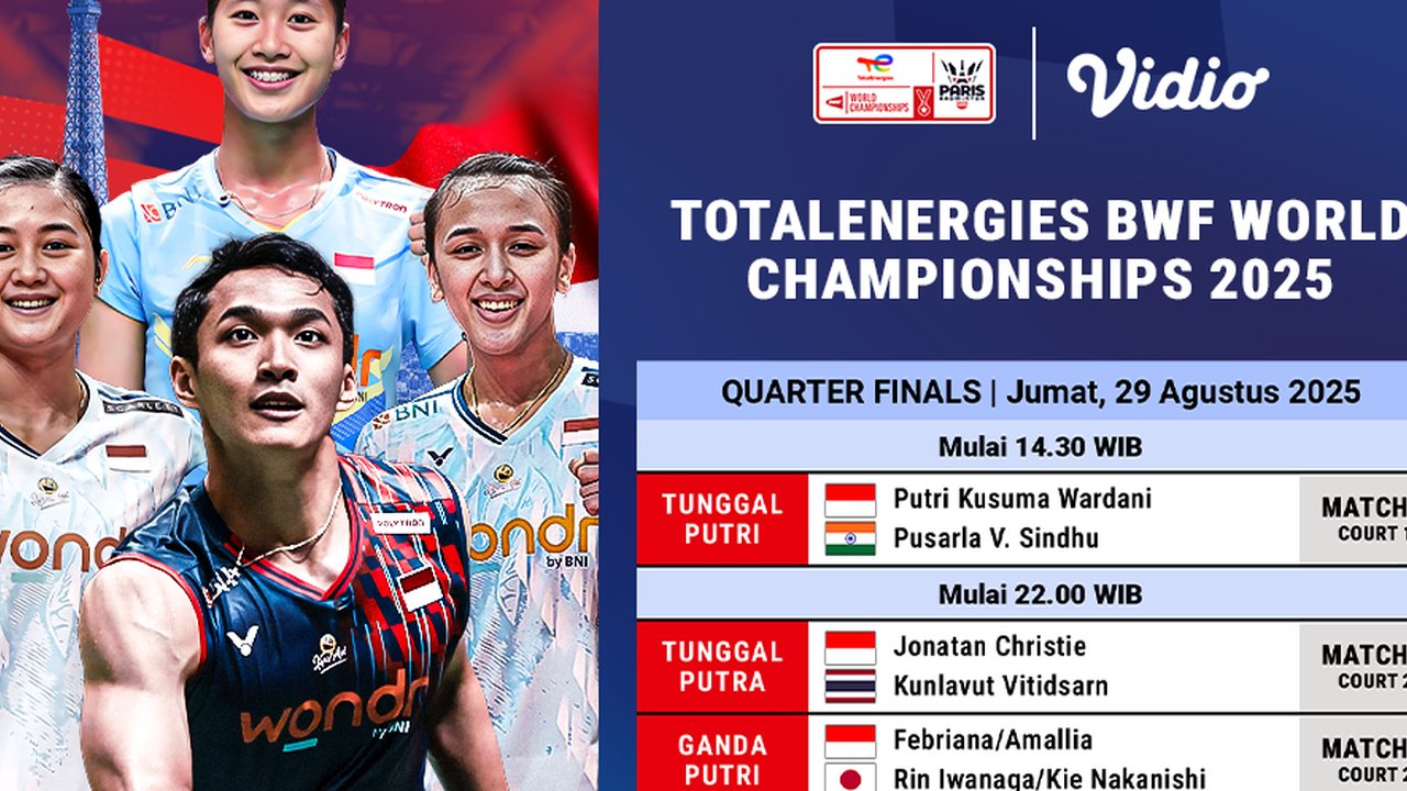 Nonton BWF World Championship 2025 Quarter Finals Tayang di Vidio