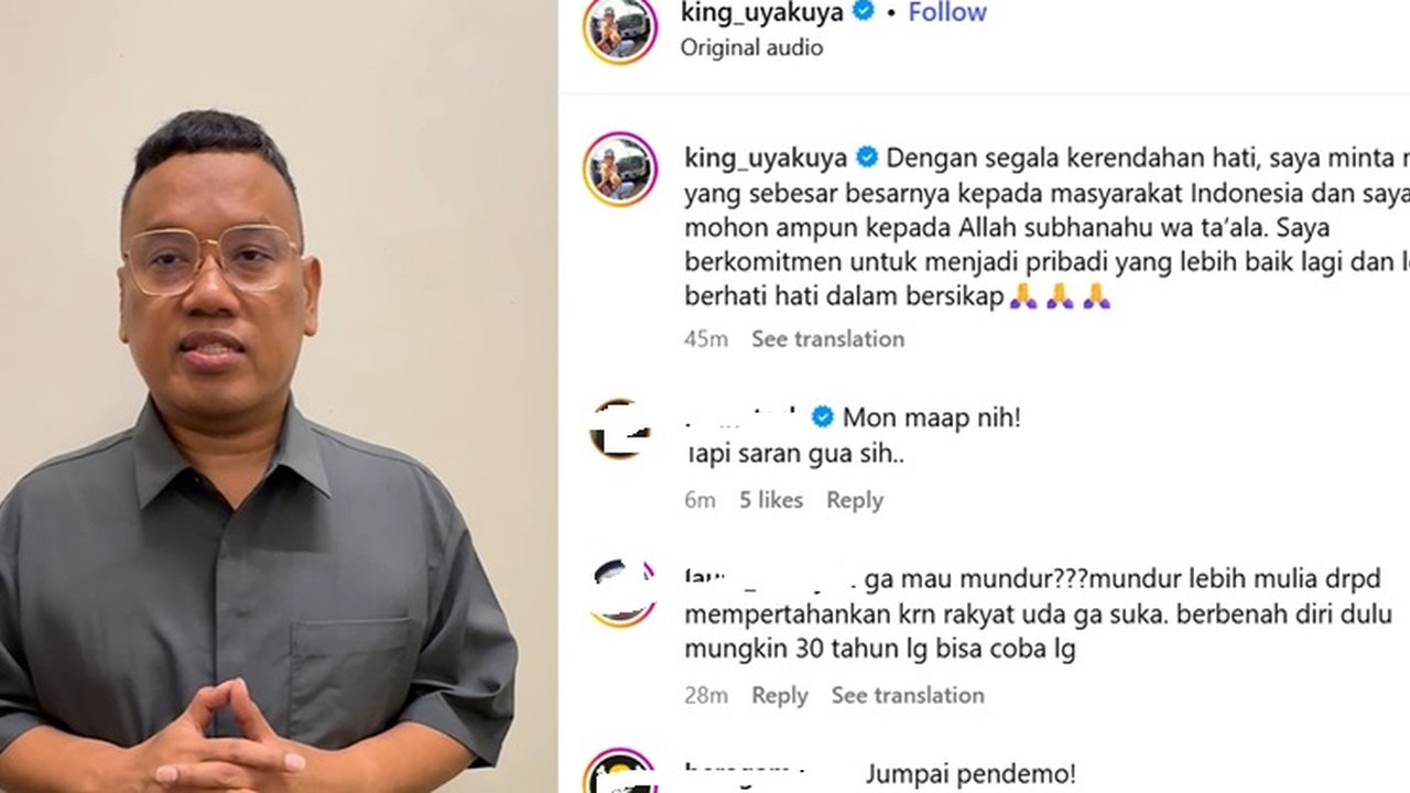 Uya Kuya Mohon Maaf dan Minta Diberi Kesempatan jadi Anggota DPR Lagi