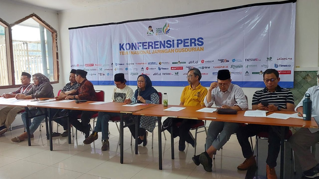 Konferensi Pers GUSDURian di Asrama Haji, Pondok Gede, Jakarta Timur, Minggu (31/8/2025).