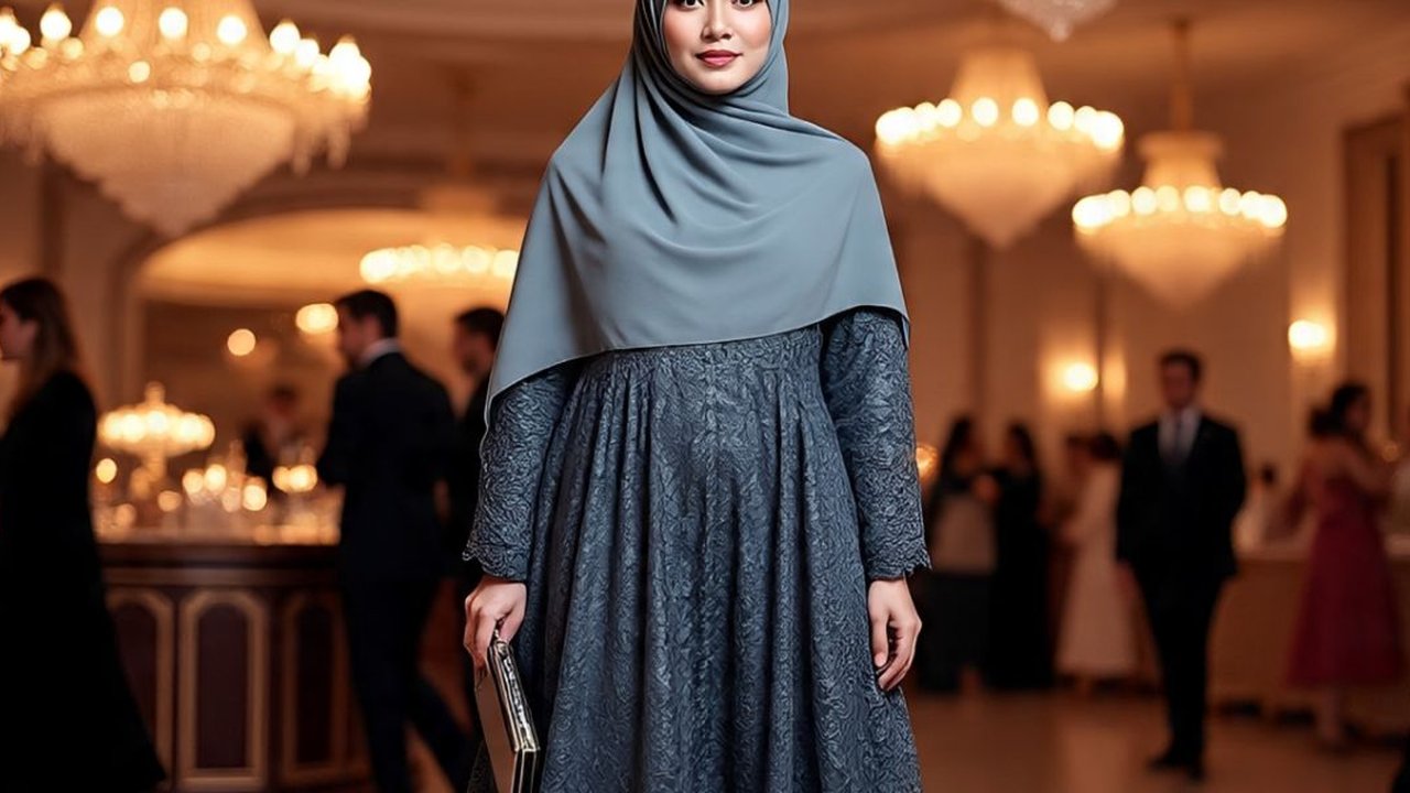 Ilustrasi Long Dress Brokat