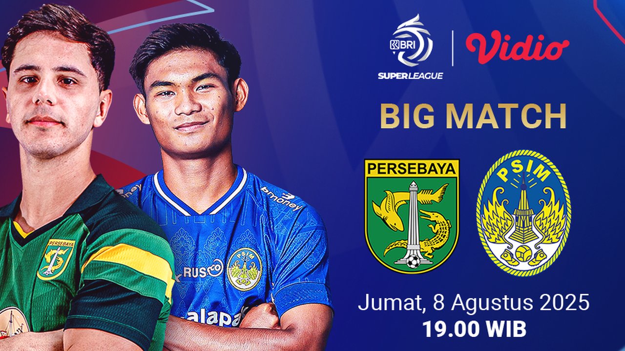 Live Streaming BRI Super League: Persebaya vs PSIM Yogyakarta di Vidio Pekan Ini