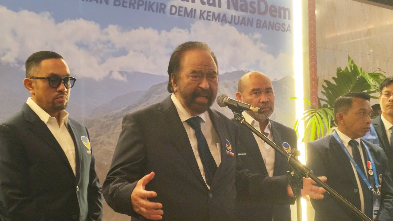 Surya Paloh di Rakernas NasDem di Makassar