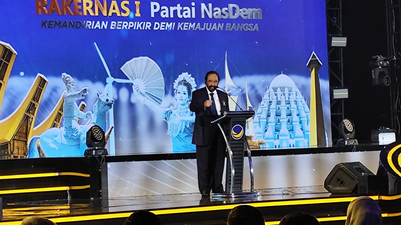 Surya Paloh di Rakernas NasDem di Makassar