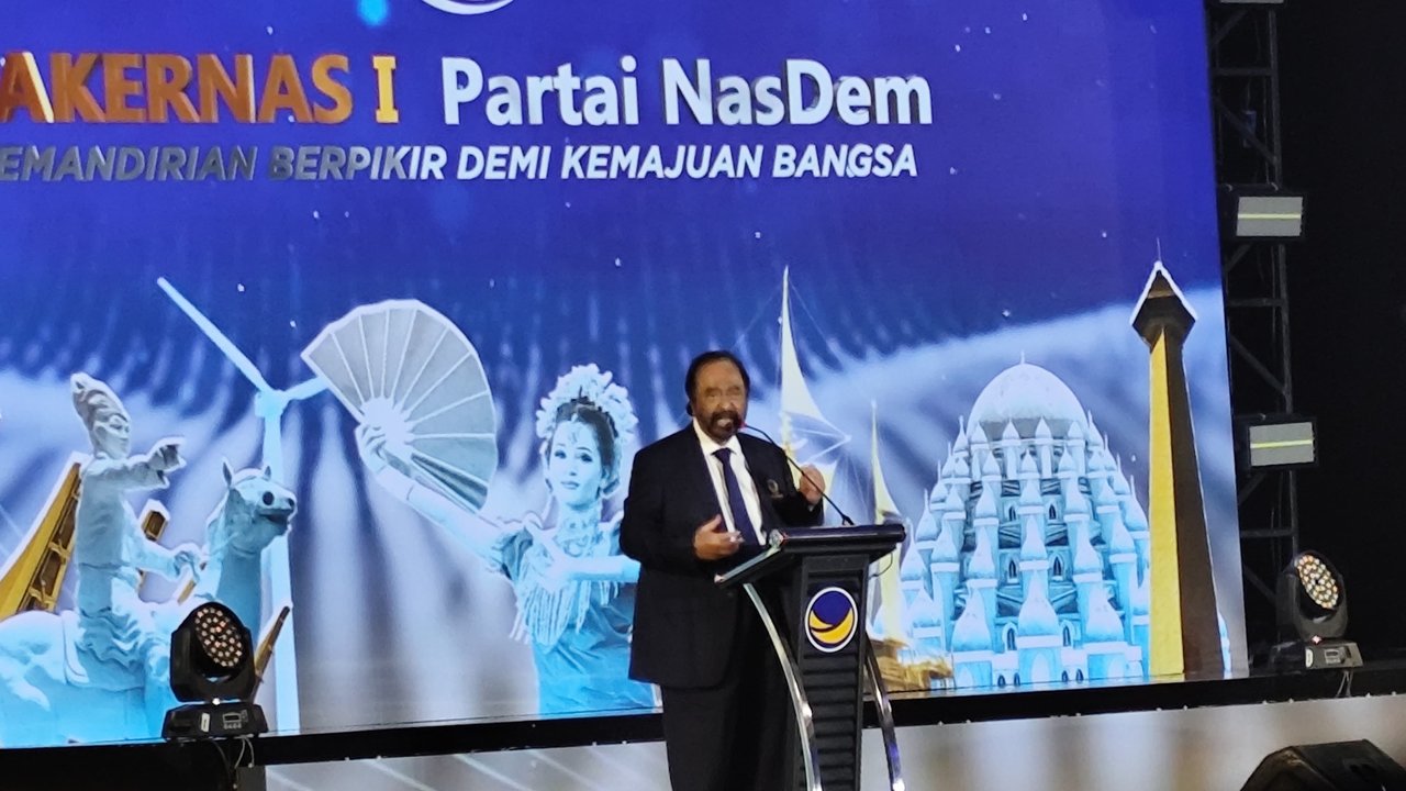 Surya Paloh di Rakernas NasDem di Makassar