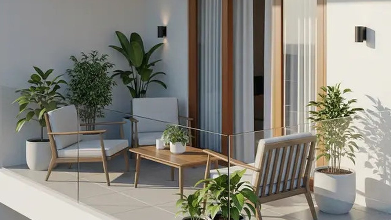 Model Teras Rumah Minimalis dengan Balkon Mungil (Ilustrasi AI)