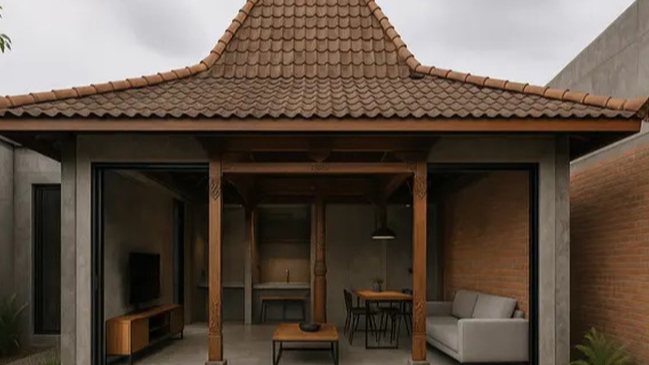 7 Model Rumah Joglo Modern Klasik 1 Lantai, Perpaduan Tradisi dan Kenyamanan Masa Kini (sumber:AI)