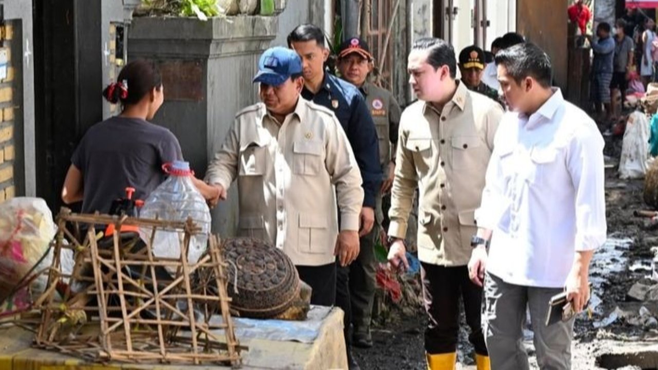 VIDEO: Momen Prabowo Temui Warga Korban Banjir Bali, Sebut Letkol Teddy Lebih Ganteng