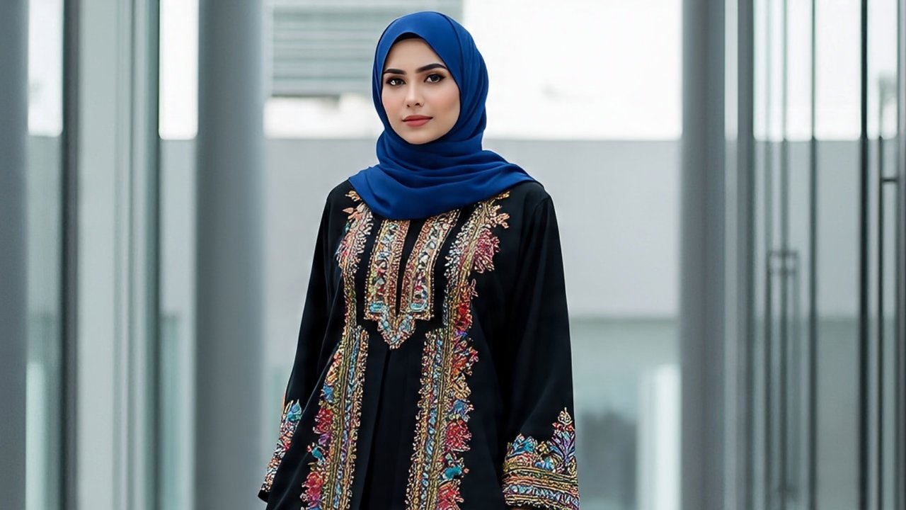 Gamis Hitam Kombinasi Bordir