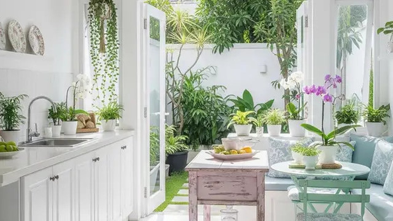 Dapur Minimalis Serba Putih Semi Outdoor Tren 2025. Foto: Gemini