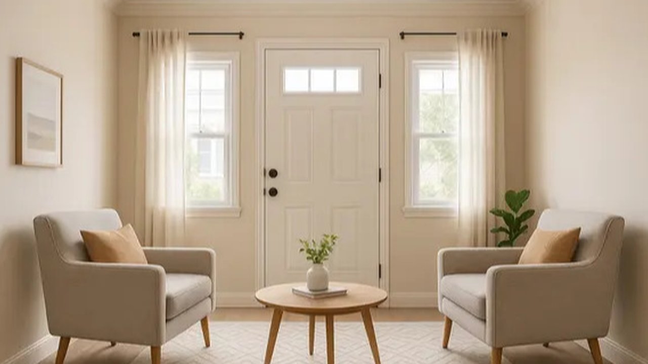 7 Desain Ruang Tamu 3x4 Pintu Tengah, Solusi Estetik untuk Rumah Minimalis (sumber:AI)