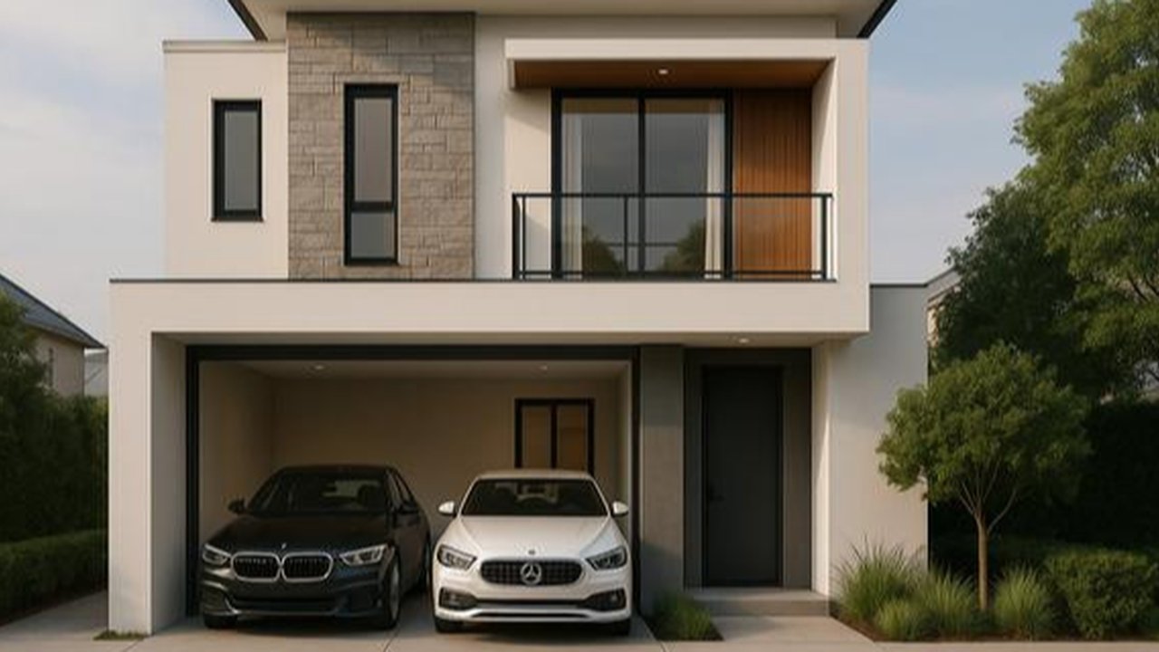 Inspirasi Desain Rumah 6x12 dengan Garasi 2 Mobil (created by AI)