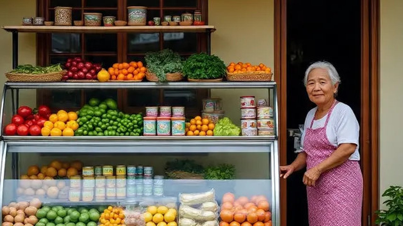 Desain Warung Sembako di Teras Rumah (AI)