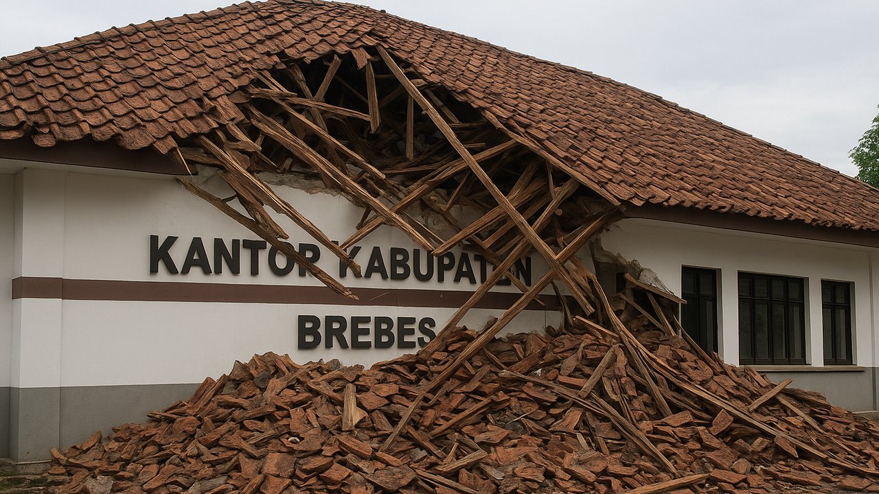 Ilustrasi Atap Gedung Kantor Kabupaten Brebes Ambrol