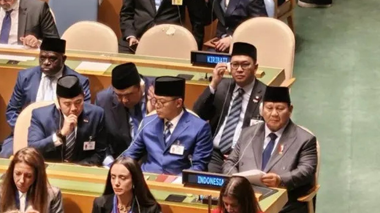Presiden RI Prabowo Subianto tiba di Markas Besar PBB di New York, Amerika Serikat. (Antara)