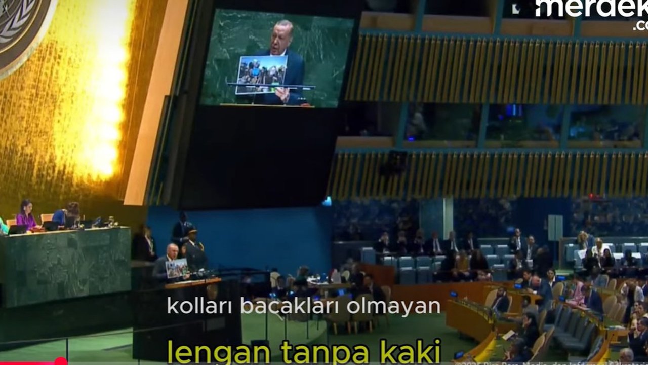 Ketuk Nurani Dunia, Erdogan Tunjukkan Potret Kesengsaraan Warga Gaza Akibat Genosida di Sidang PBB