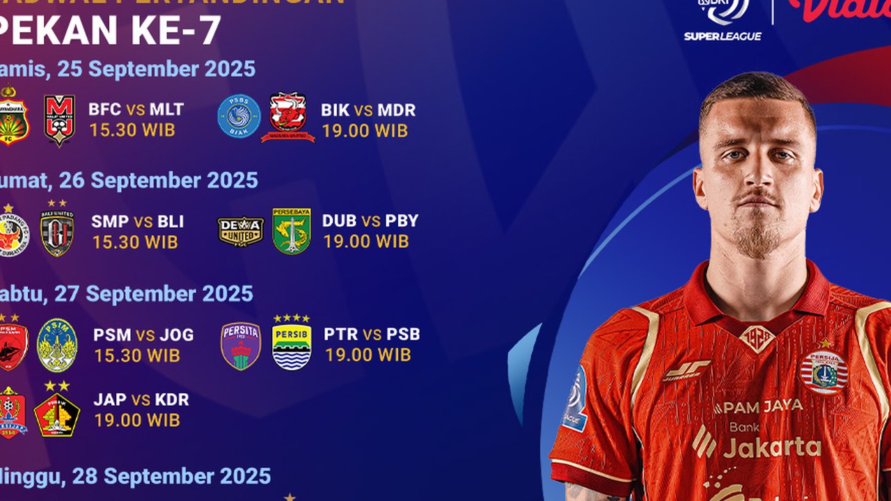 Jadwal Lengkap BRI Super League 2025/2026 Pekan ke-7: Live Streaming Eksklusif di Vidio