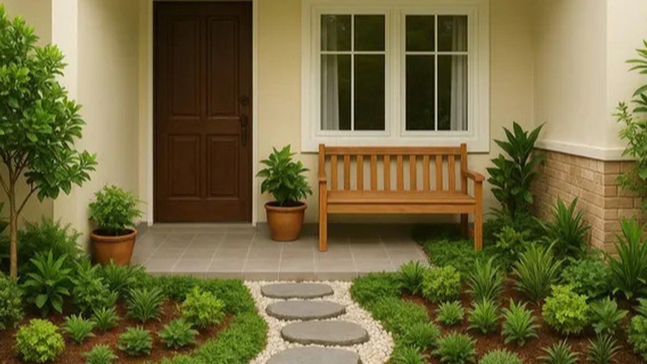 7 Inspirasi Teras Rumah Kecil dengan Taman Mini yang Cantik, Bikin Hunian Makin Sejuk dan Estetik (sumber:AI)