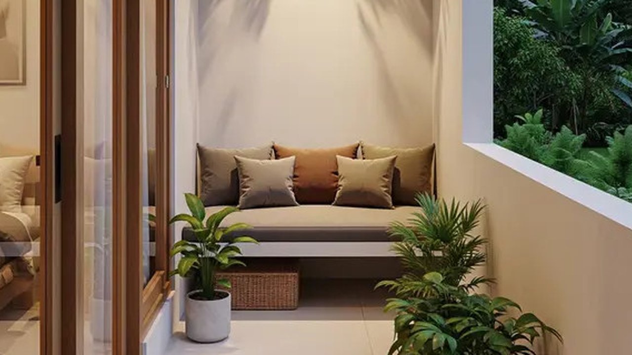 Model Teras Rumah Minimalis dengan Balkon Mungil (Ilustrasi AI)