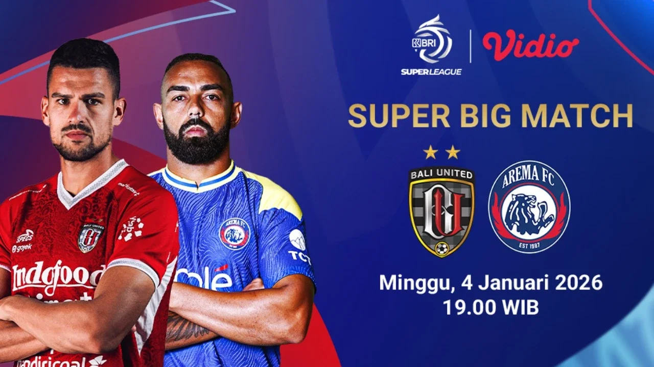 Saksikan Live Streaming BRI Super League Pekan ke-16: Bali United vs Arema FC, Tayang di Vidio