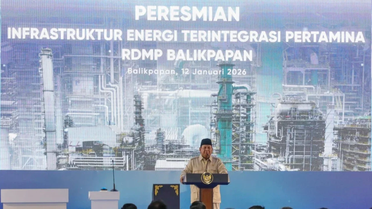 Presiden Prabowo Subianto saat peresmian RDMP Balikpapan, Kalimantan Timur, Senin (12/01/2026).