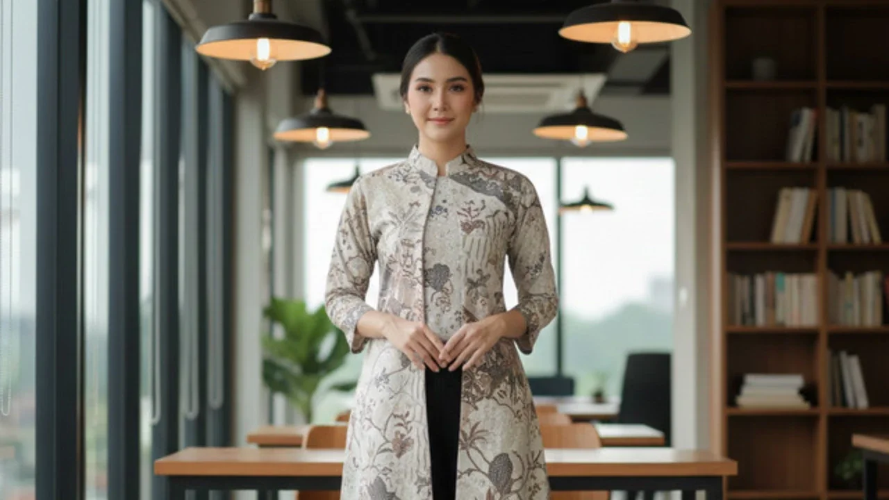 Model Atasan Batik Berkerah untuk Wanita Karir (created by AI)