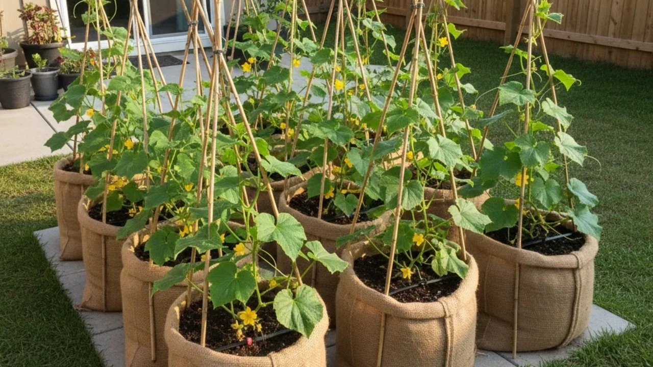 Model Kebun Timun dari Karung Bekas