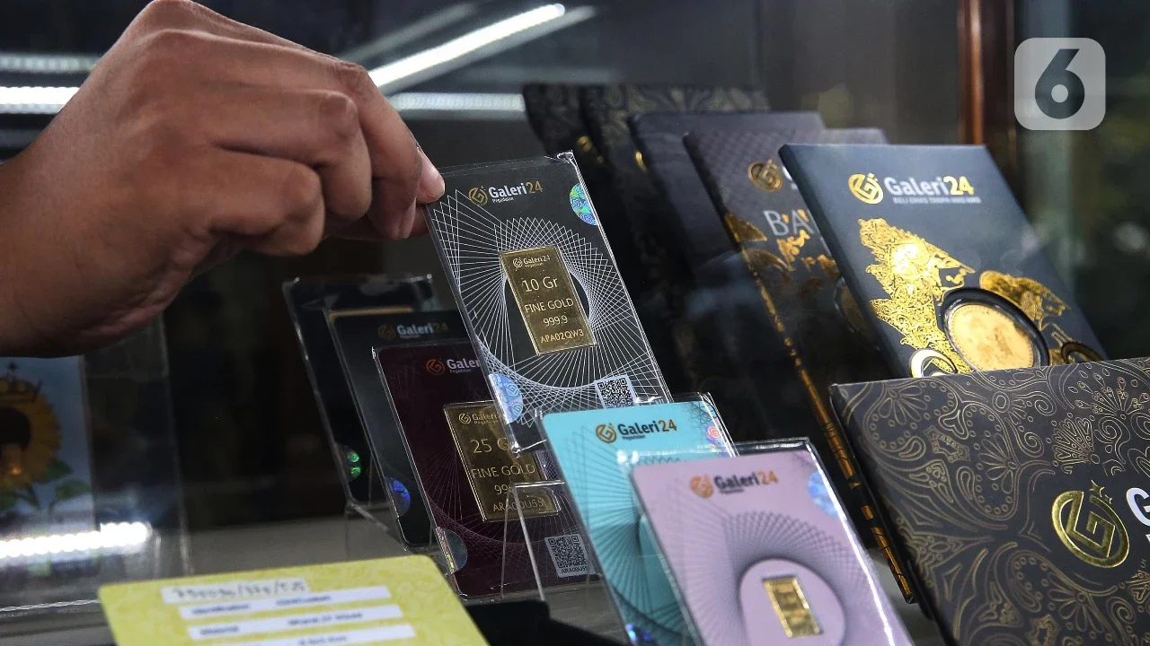 Berdasar informasi dari laman resmi Pegadaian, harga per 1 gram emas Antam, Rabu (14/5/2025), dijual Rp1.960 juta atau turun Rp20 ribu dari hari sebelumnya. (Liputan6.com/Angga Yuniar)