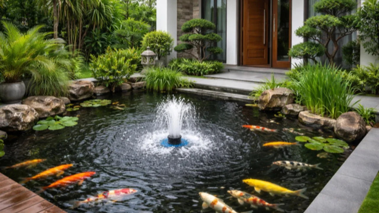 Model Kolam Ikan Teras Rumah Tidak Bau (Foto: AI)