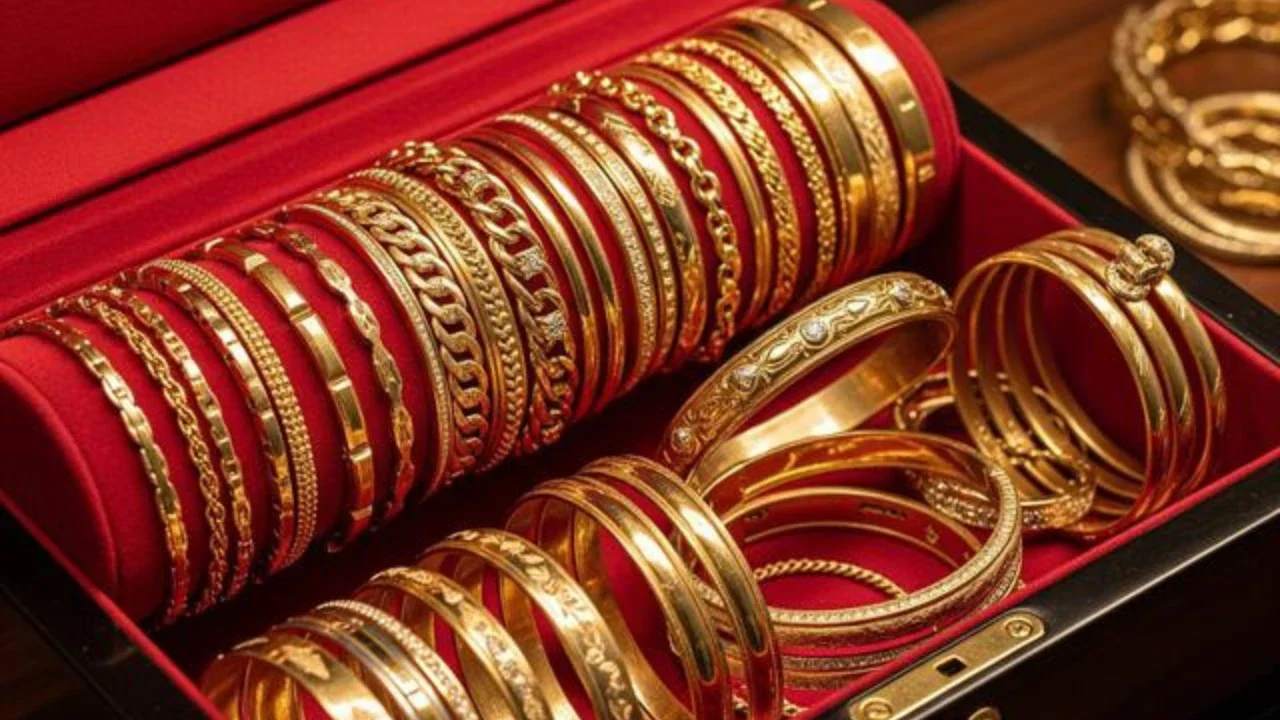 Kotak perhiasan yang berisi koleksi gelang emas harga 2 jutaan di 2025. Foto: Gemini