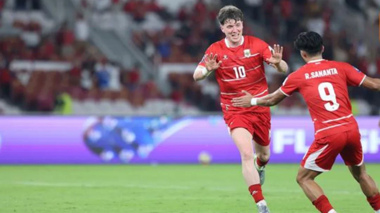 Pemain Timnas Indonesia, Ole Romeny merayakan gol ke gawang St Kitts and Nevis dalam laga FIFA Series 2026 di Stadion Utama Gelora Bung Karno (SUGBK), Senayan, Jakarta, Jumat (27/03/2026). (B