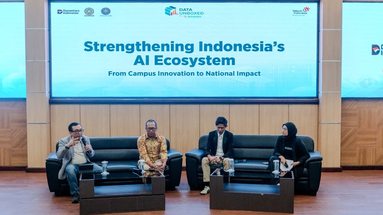 Program Data Unboxed @Campus bertajuk “Strengthening Indonesia’s AI Ecosystem: From Campus Innovation to National Impact” yang digelar di Auditorium Universitas Udayana, Bali, Jumat (10/4/2026).