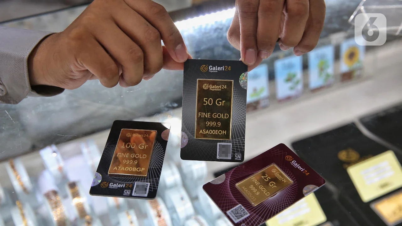 Di Pegadaian, pada Rabu (14/5/2025), harga emas yang dijual mengalami penurunan pada setiap jenisnya. (Liputan6.com/Angga Yuniar)