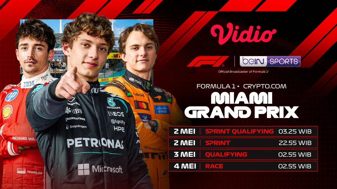 Jadwal Live Streaming F1 Grand Prix Miami 2026, Eksklusif di Vidio
